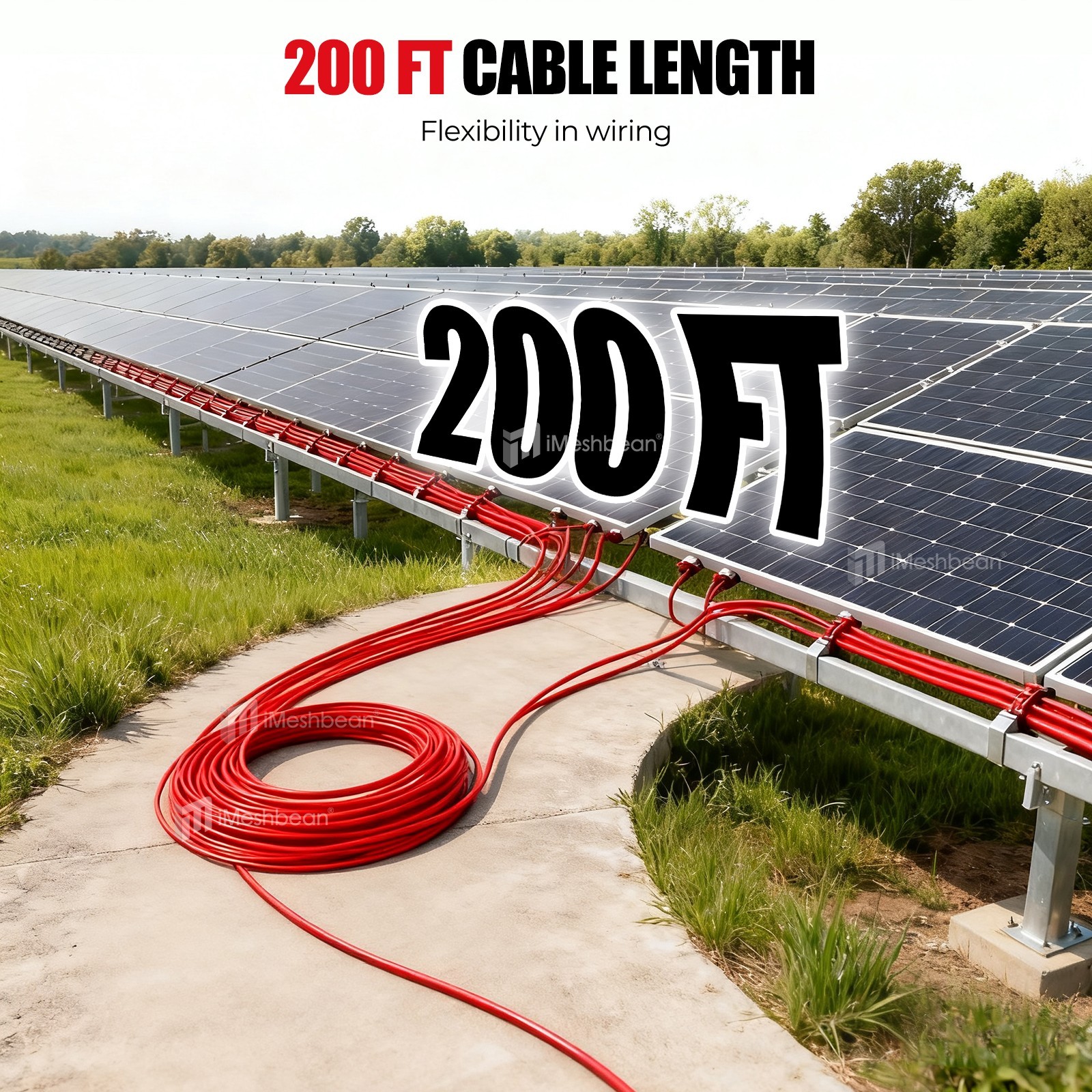 10AWG 200FT Red Solar Panel Extension Cable Female & Male Solar Connectors 6mm²
