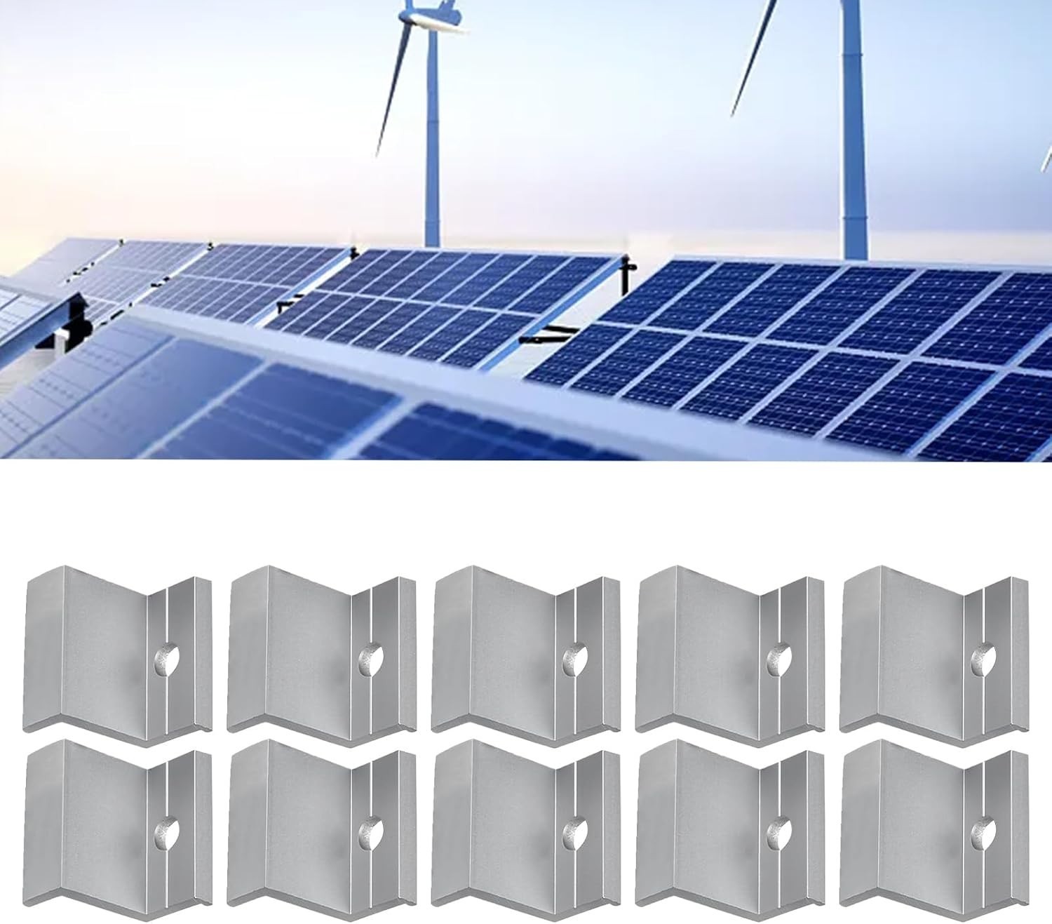 10 Pcs Aluminum Solar Panel End Clamps Mounting Hardware Kit PV Module Frame …