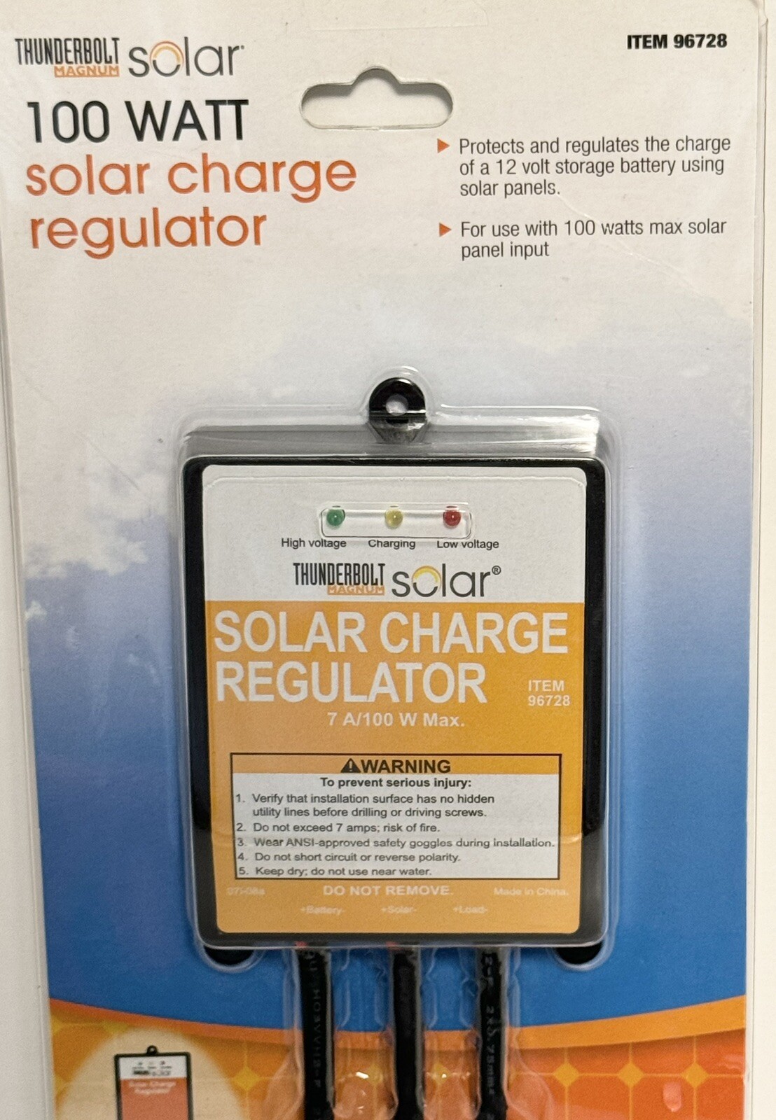 Thunderbolt Magnum 100 Watt Solar Charge Regulator 12V #96728 Three LED –