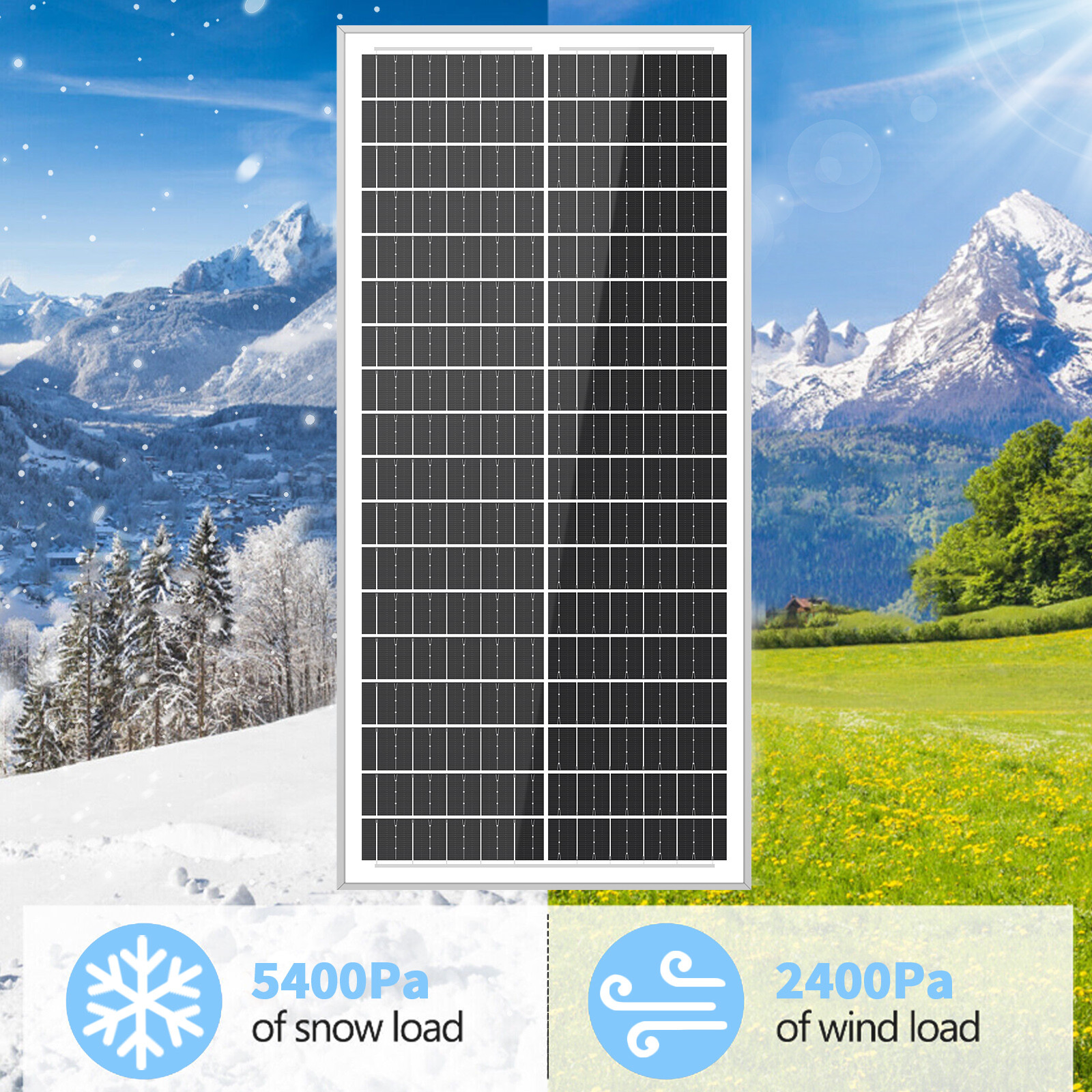 100W Watt 12V Monocrystalline Solar Panel For RV Camping Home Off Grid Golf Boat