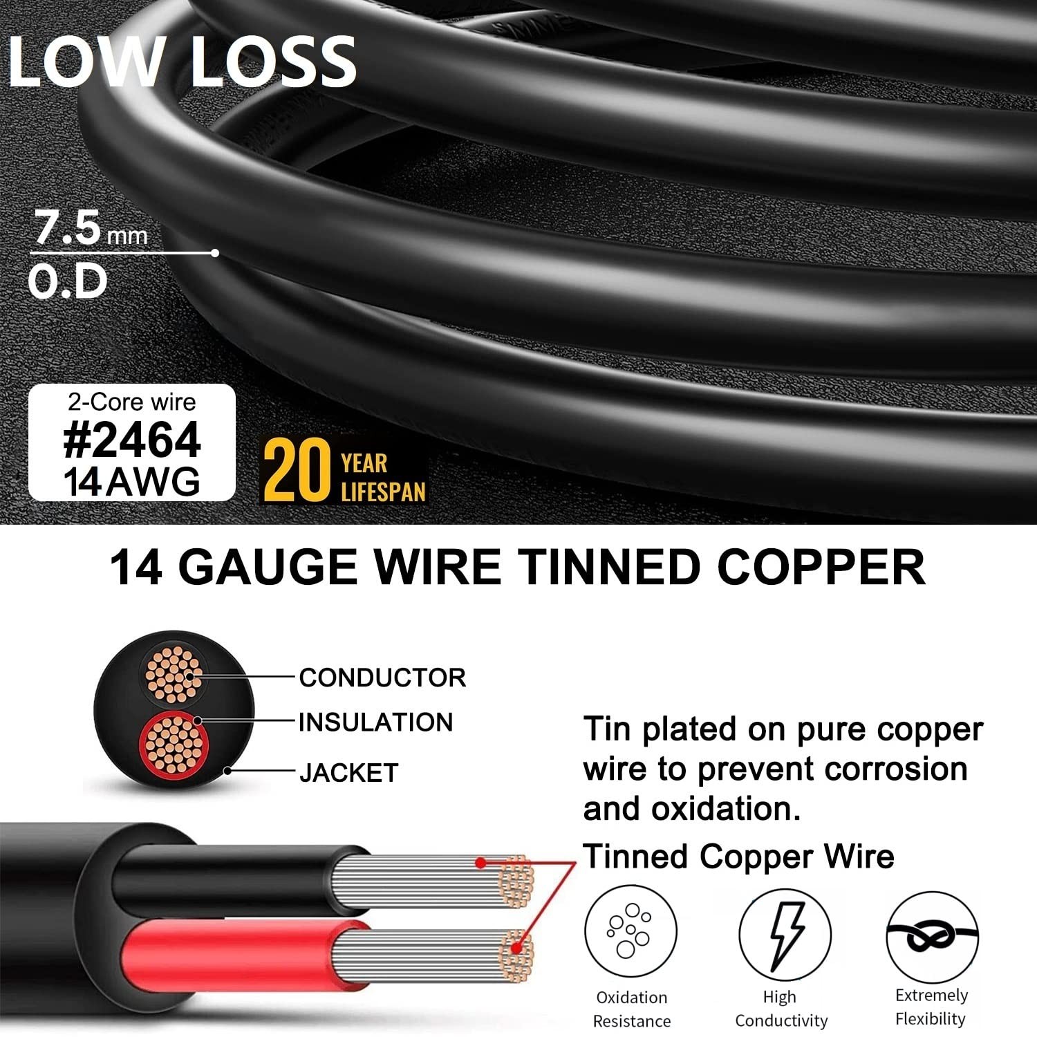 30Ft Jackery Extension Cable 14AWG 8Mm Solar Panel Extension Cable 8Mm DC Power