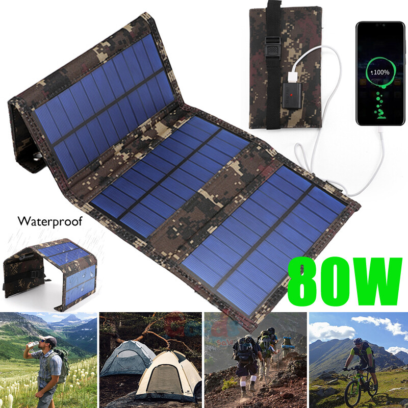 80W USB Waterproof Portable Super Charger Solar Power Bank for Mobile Phone