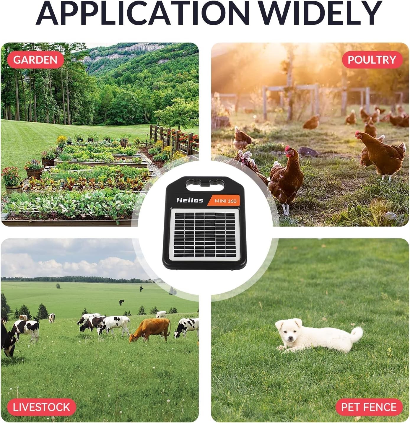 10 Miles Solar Electric Fence Charger with Day/Night Mode, 0.16J Portable Sol…