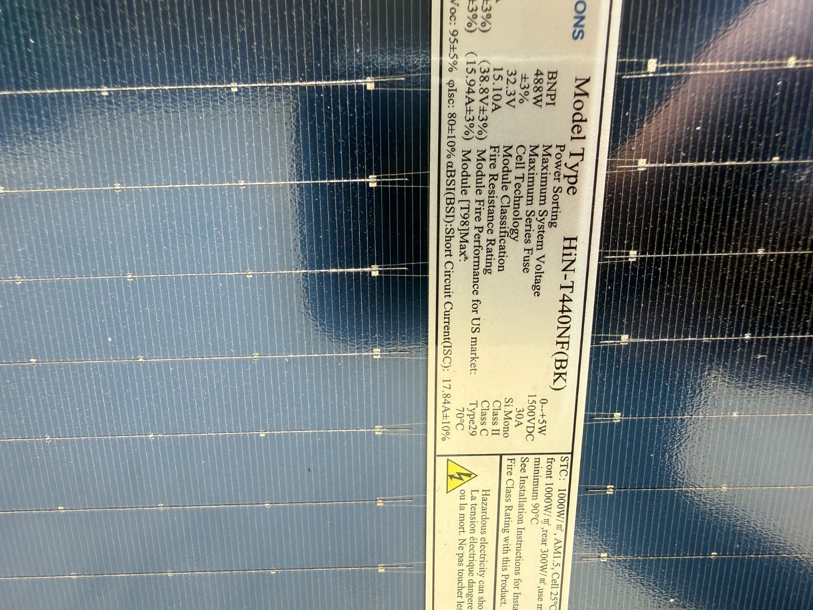 Hyundai Solar HiN-T440 NF(BK). 440 Watt solar panels.n BiFacial Panels