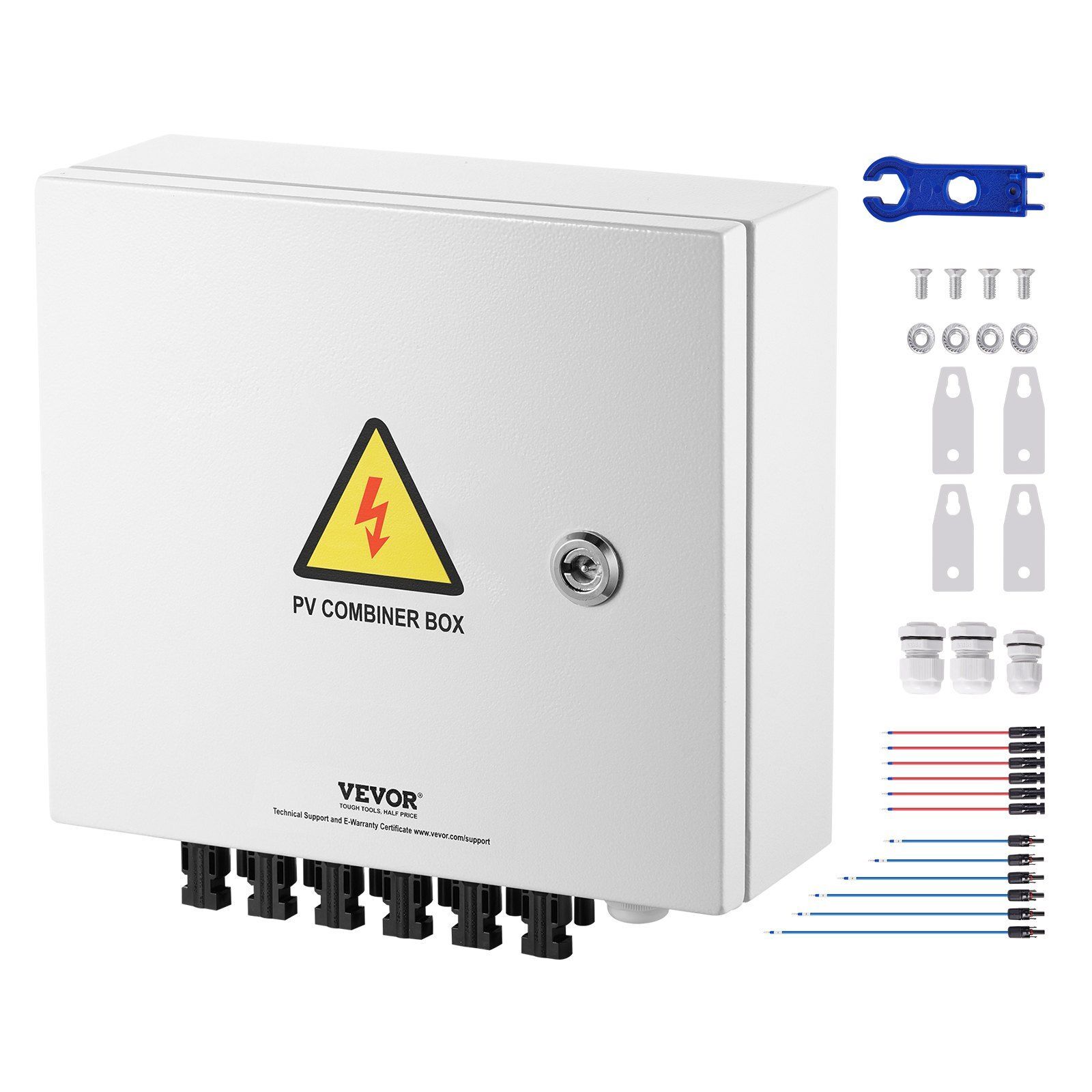 Solar PV Combiner Box 6 String 10A for Solar Panel System Steel Case IP65