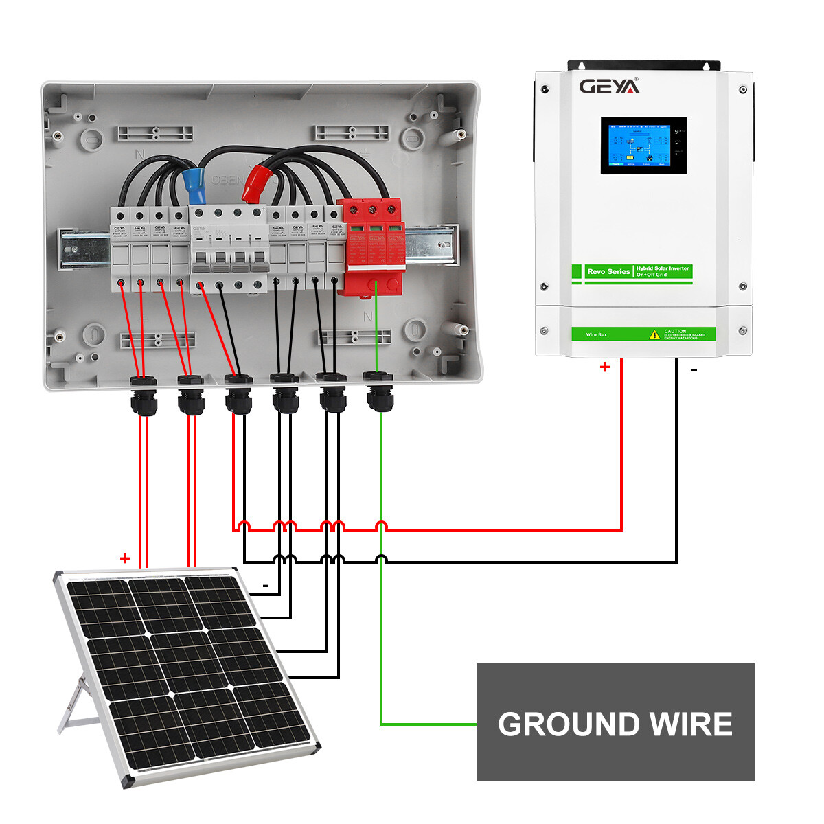 Solar PV Combiner Box Plastic 15A 4strings 1000VDC Circuit Breaker Solar Panel