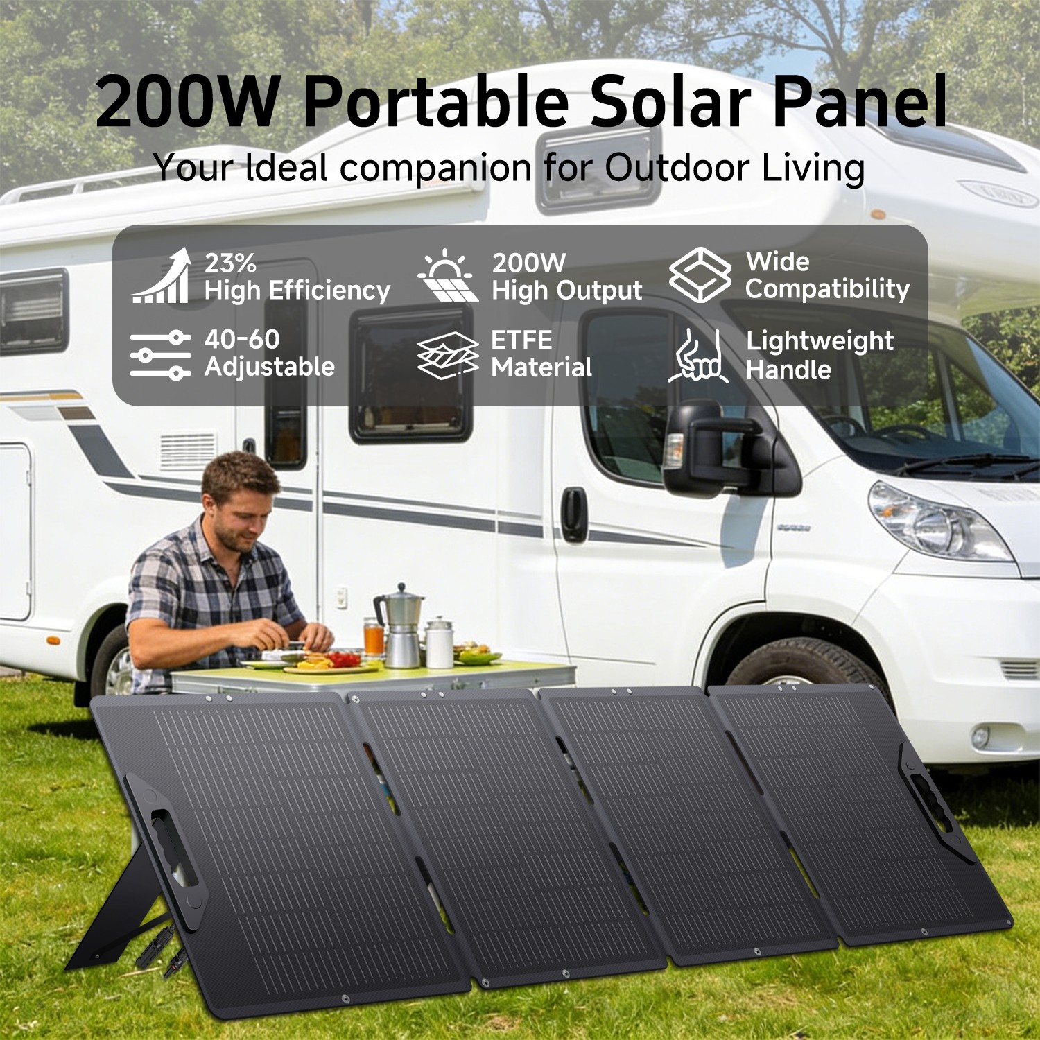200W Portable Foldable Solar Panel for Emergency Home RV Van Off Grid Camping