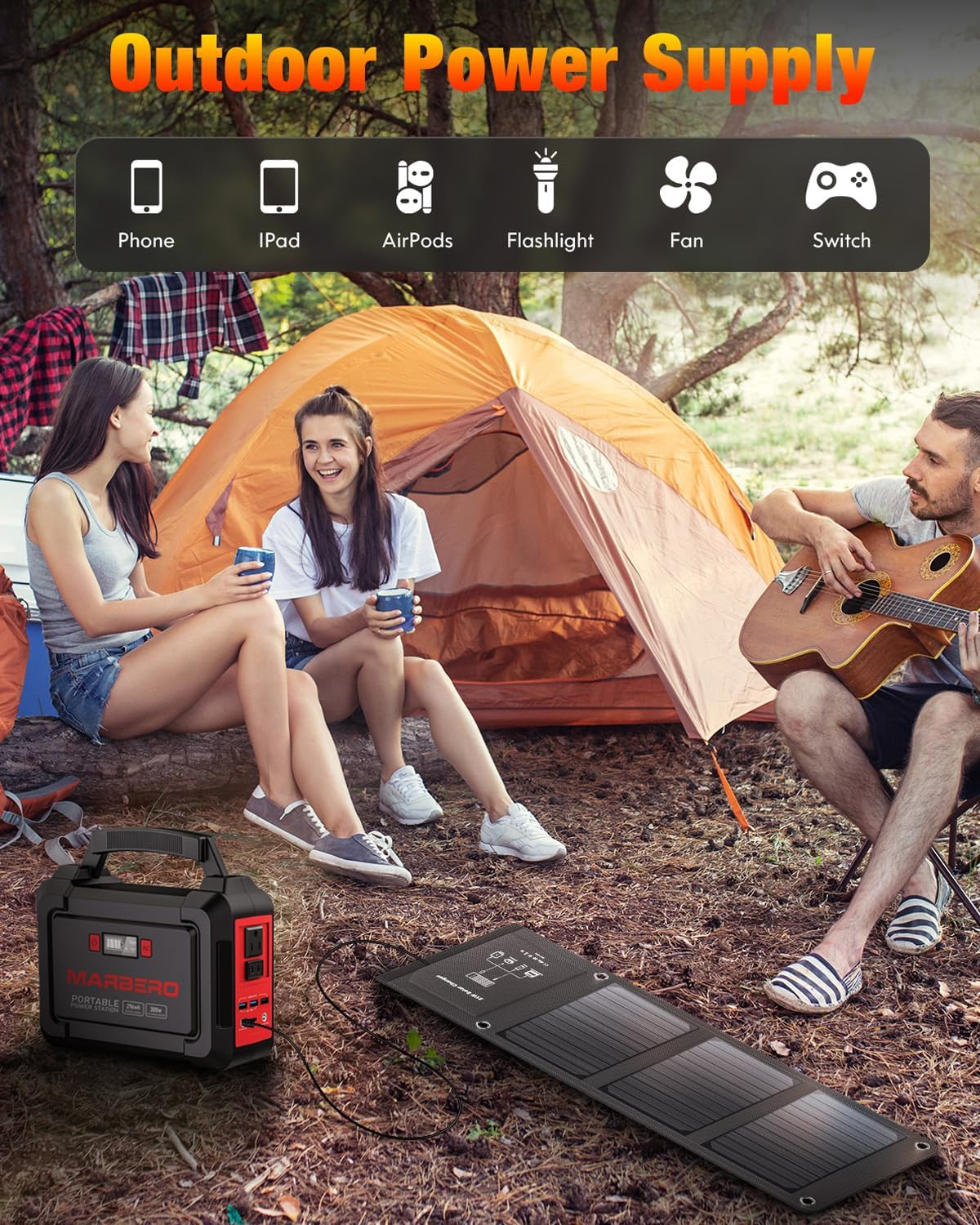 21W Portable Foldable Solar Panel Charger USB & DC Output for Outdoor
