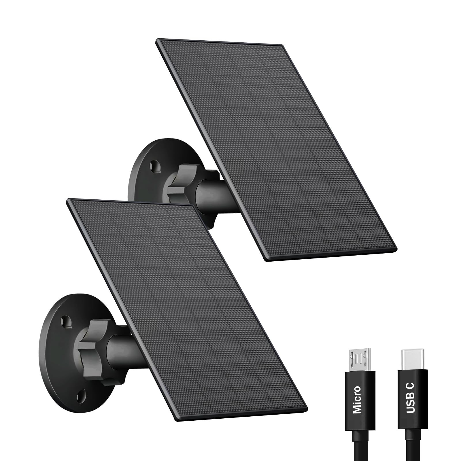 2W Solar Panel for Outdoor Security Cameras, IP65 Waterproof, 360° Adjustable, 7
