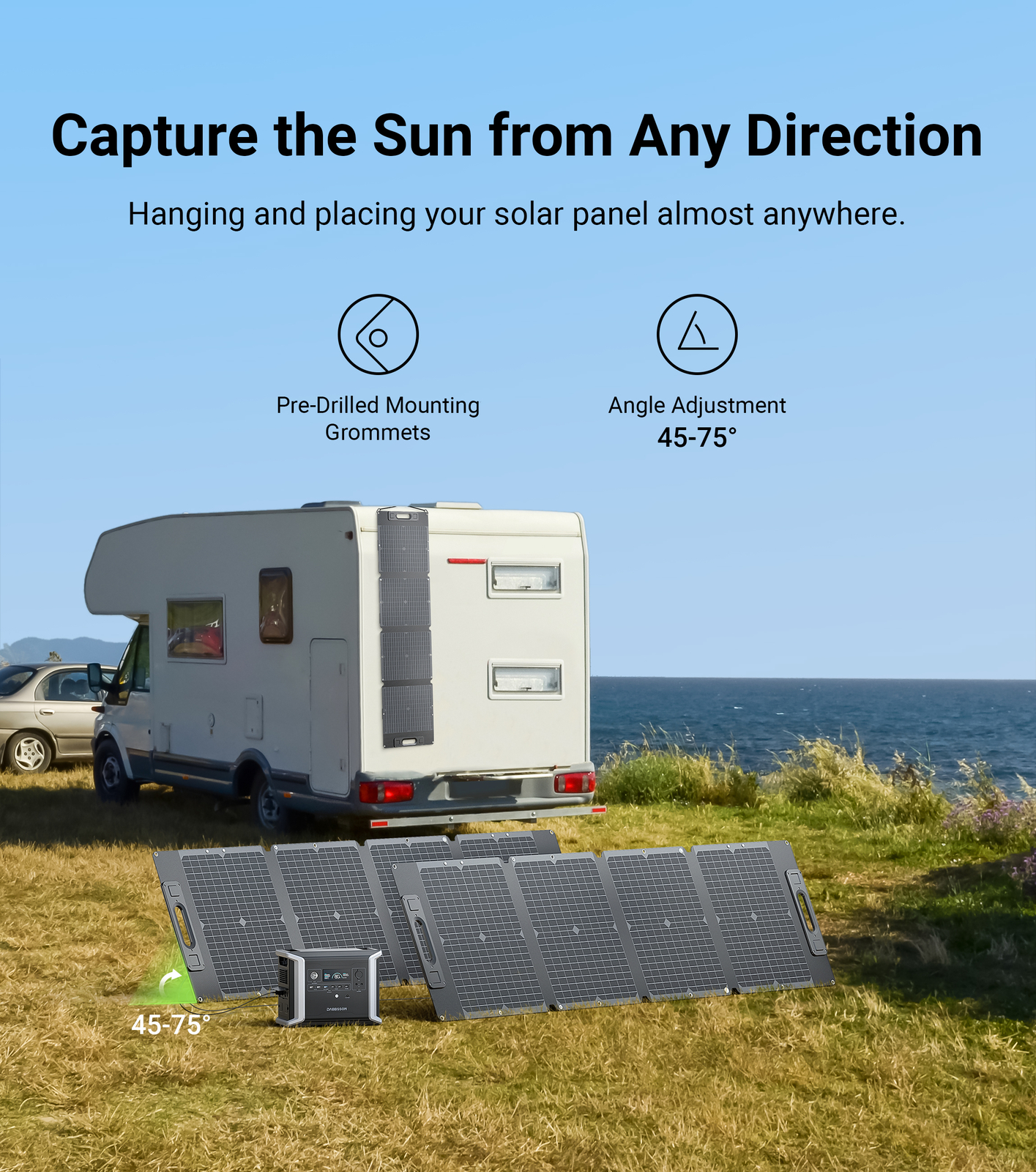 Dabbsson Portable Solar Panel Folding 120W IP67 Monocrystalline Design Outdoor