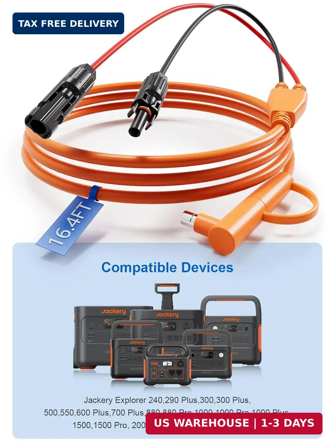 12AWG+14AWG Solar Extension Cable for Jackery | 16.4FT/5M,DC7909/DC8020 connecto
