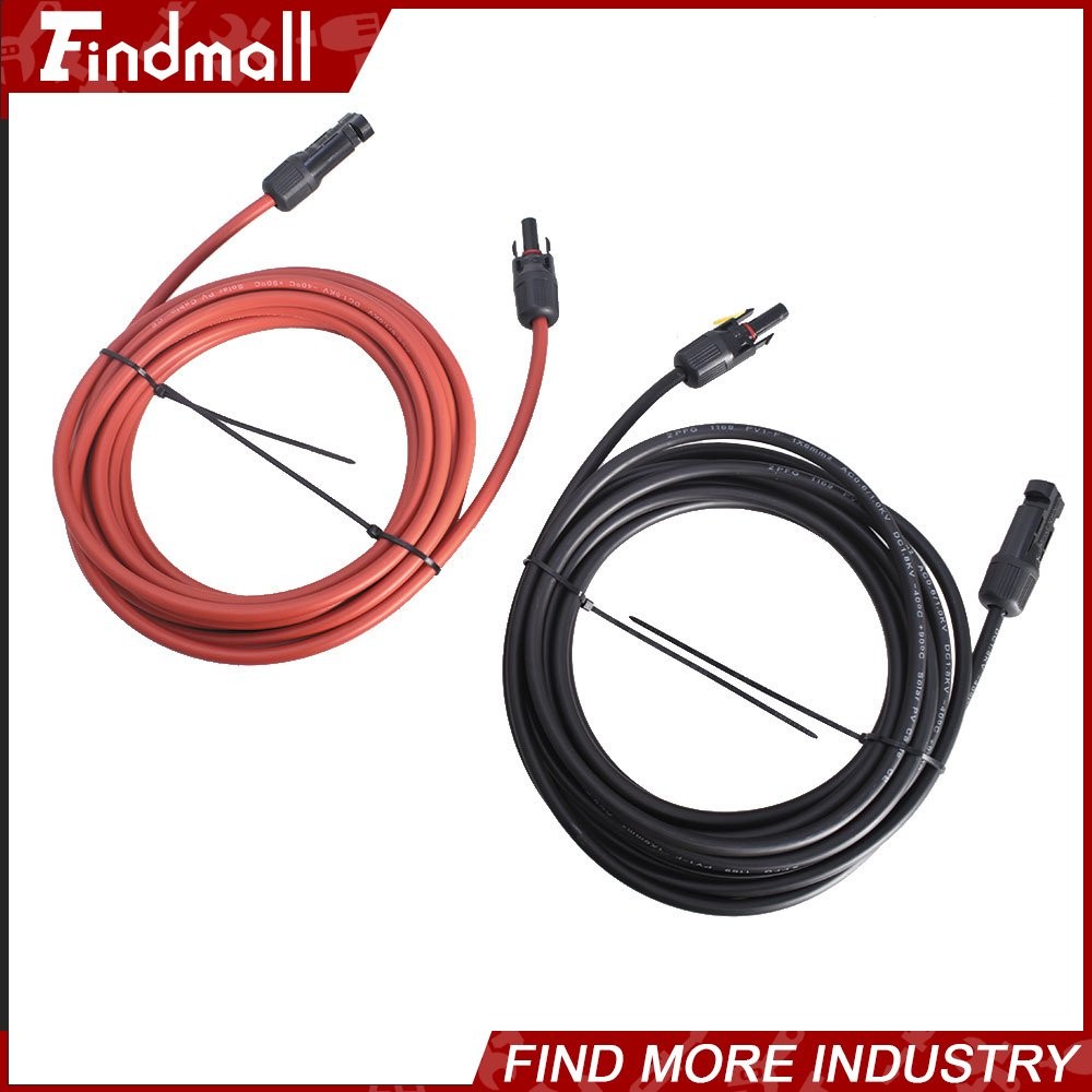 Findmall 1 Pair 20FT Solar Panel Extension Cable Wire Connector 6mm²/10AWG