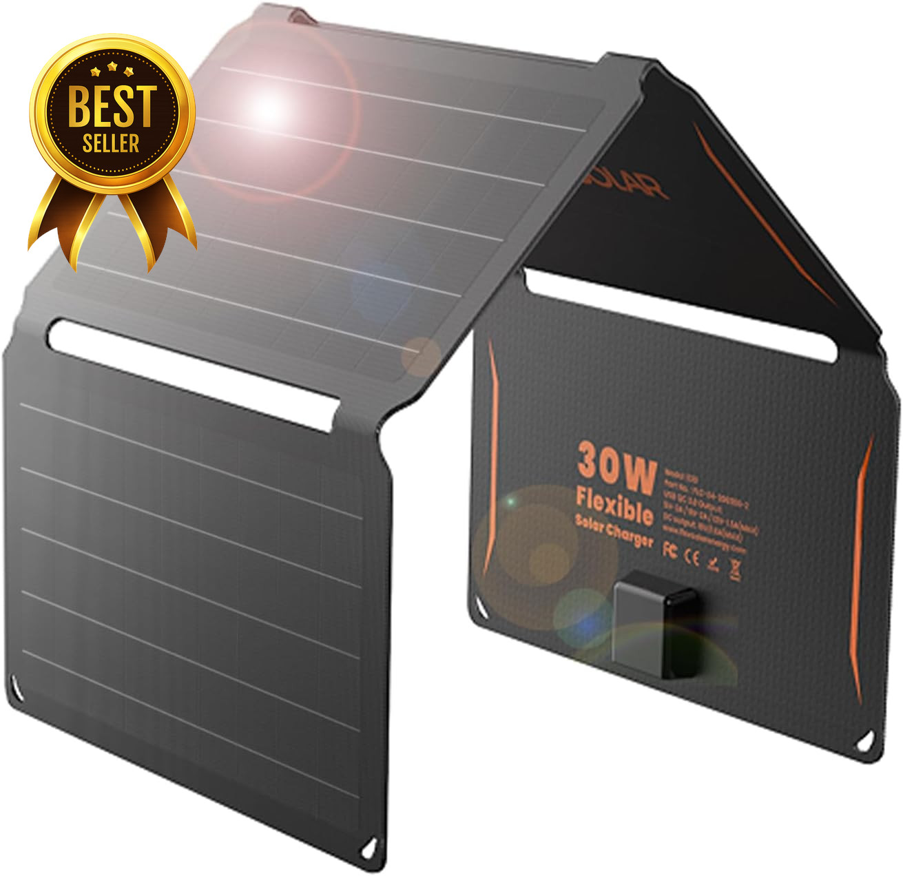 30W Portable Foldable Solar Panel Charger QC3.0 USB-A USB-C 18W ETFE IP67 Waterp