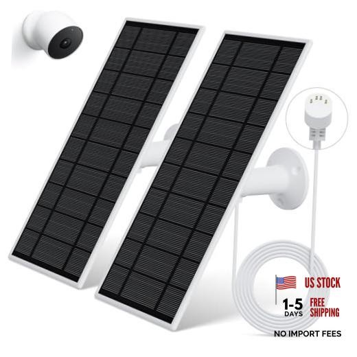 Solar Panel for Google Nest Camera, 2Pack Upgraded Solar Power Charger for