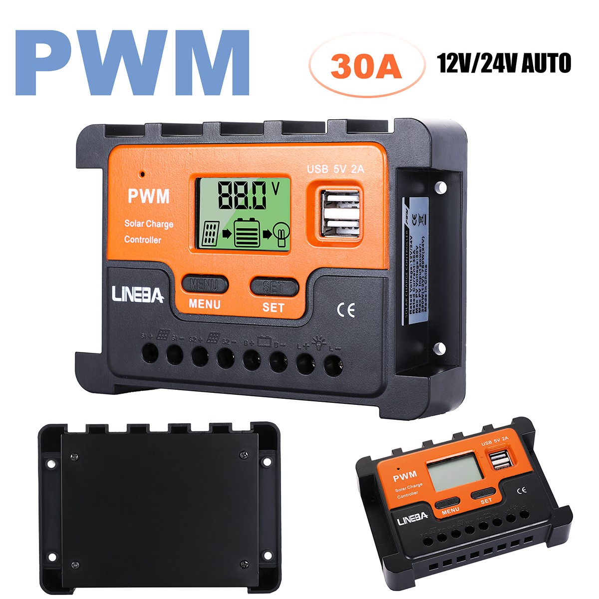 5200W 100A Solar Charge Controller Dual USB 12V 24V 48V PV Battery Regulator USA