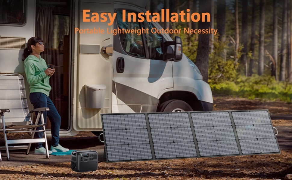 MHPOWOS 220 Watt Foldable Monocrystalline Solar Panel Charging for Powerstation