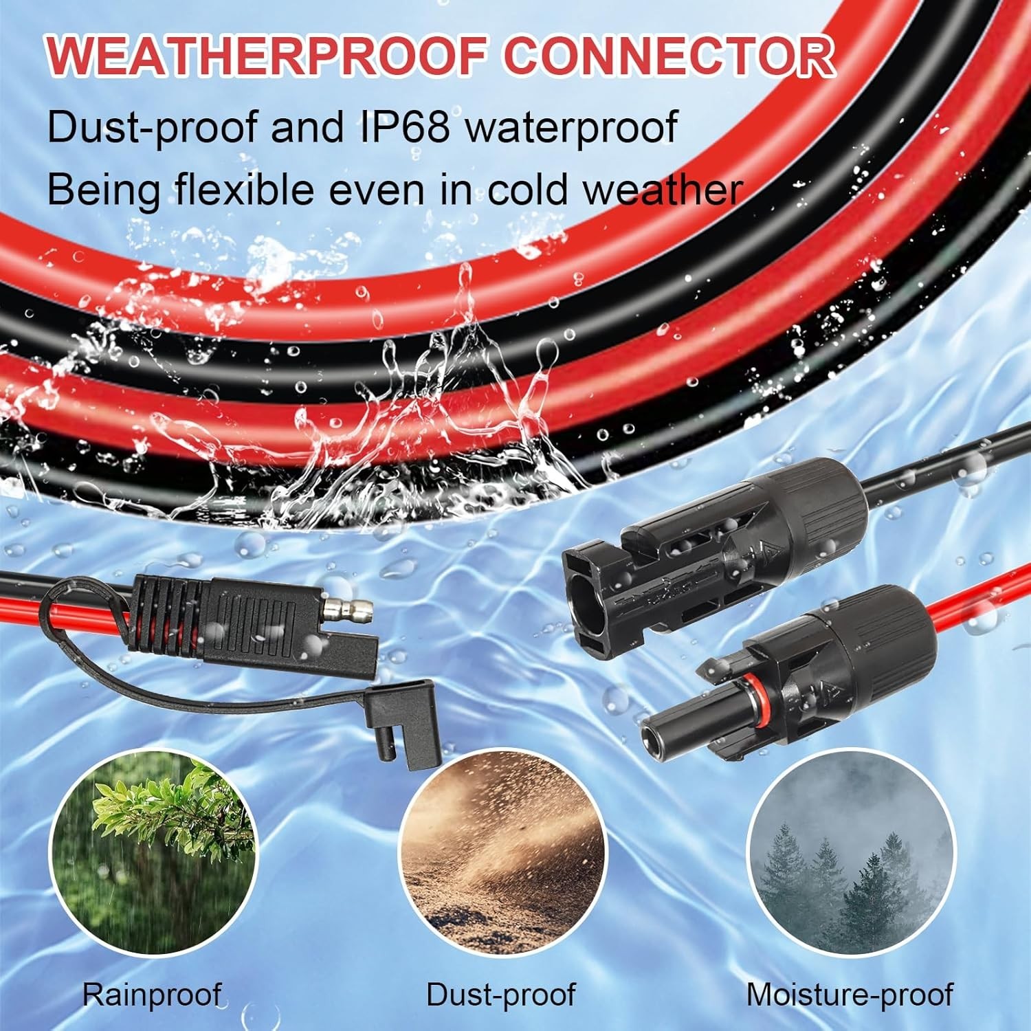 Solar Panel SAE Adapter Cable – 75FT 10AWG Extension Kit