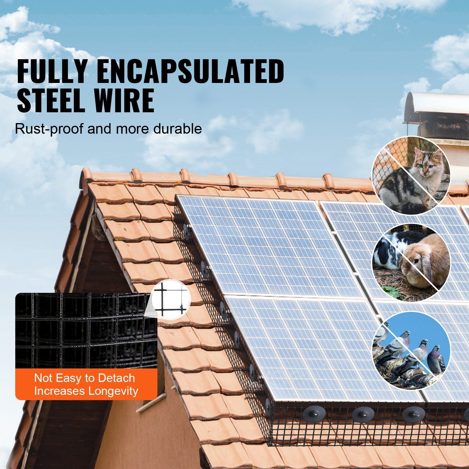 1/2in Wire Critter Guard 8x100ft Solar Panel Protection PVC Coated Roll