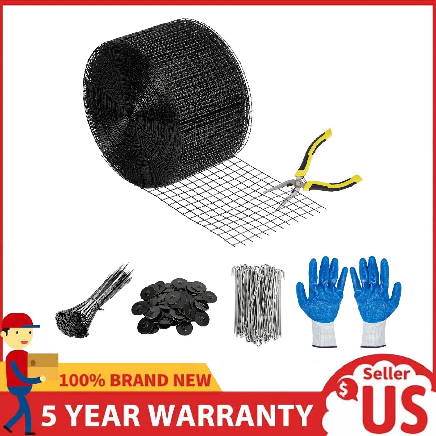 6in x 50/100/120 ft Solar Panel Bird Guard Critter Mesh Roll Kit 100pcs Fastener