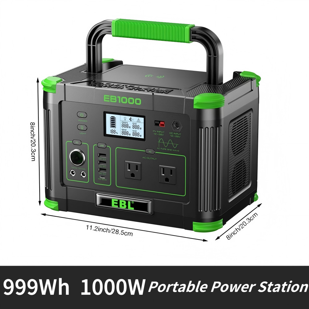 1000W 999Wh Portable Power Station Charger Generator RV LiFePO4 Backup Battery