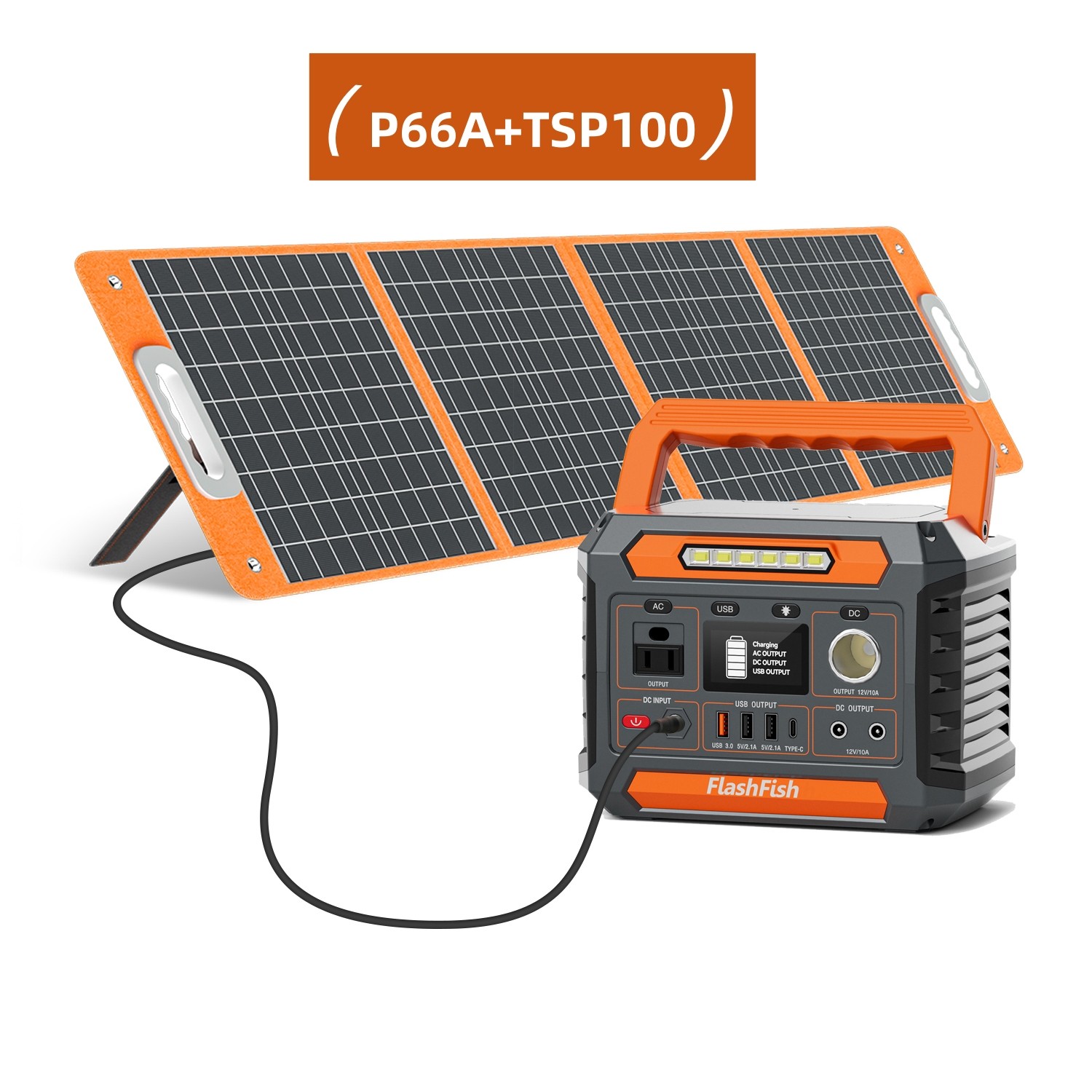 Flashfish P66A Portable Power Station 200W 144.3Wh 110V With Solar Panel 100W