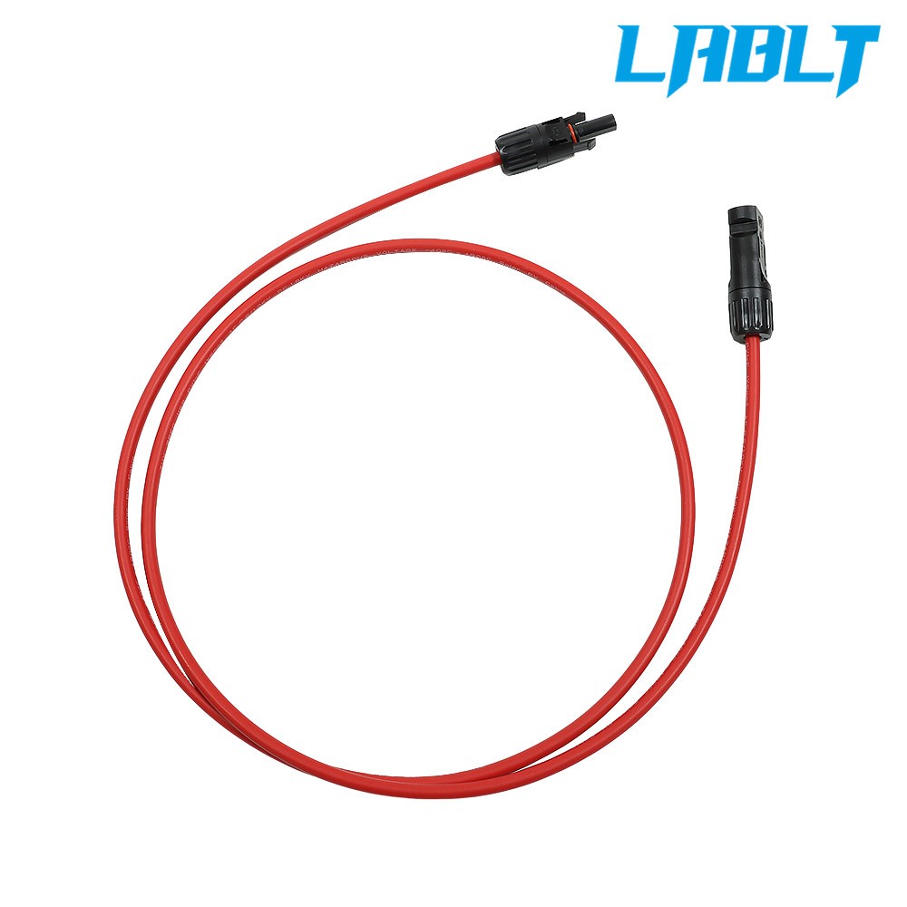 LABLT 1Pair Black + Red Solar Panel Extension Cable Wire Connector 12/10 AWG