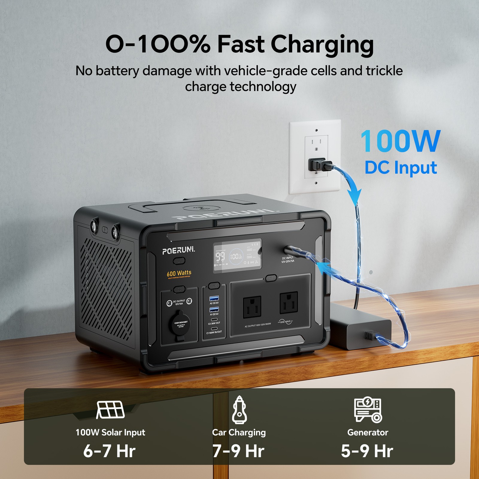 600W 519Wh Power Station Portable Solar Generator RV Backup Battery Camping