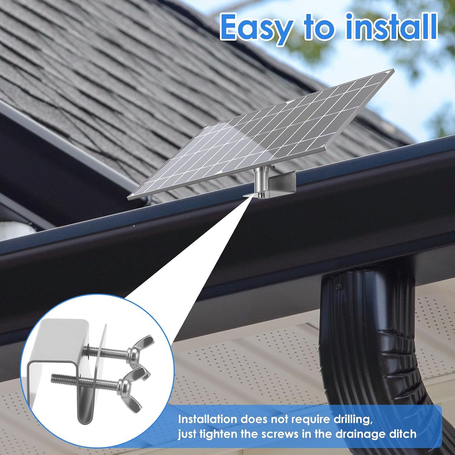2Pcs Gutter Mount for Arlo, Eufy, Reolink, Aosu, Pro3 Solar Panels That Use 1/4″