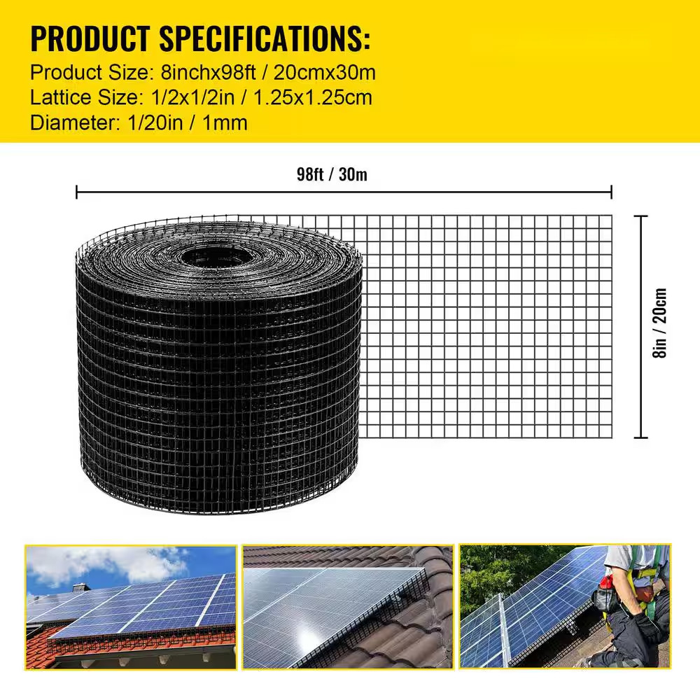 Solar Panel Bird Wire 8 In. X 98 Ft. Solar Panel Critter Guard Removable Garden
