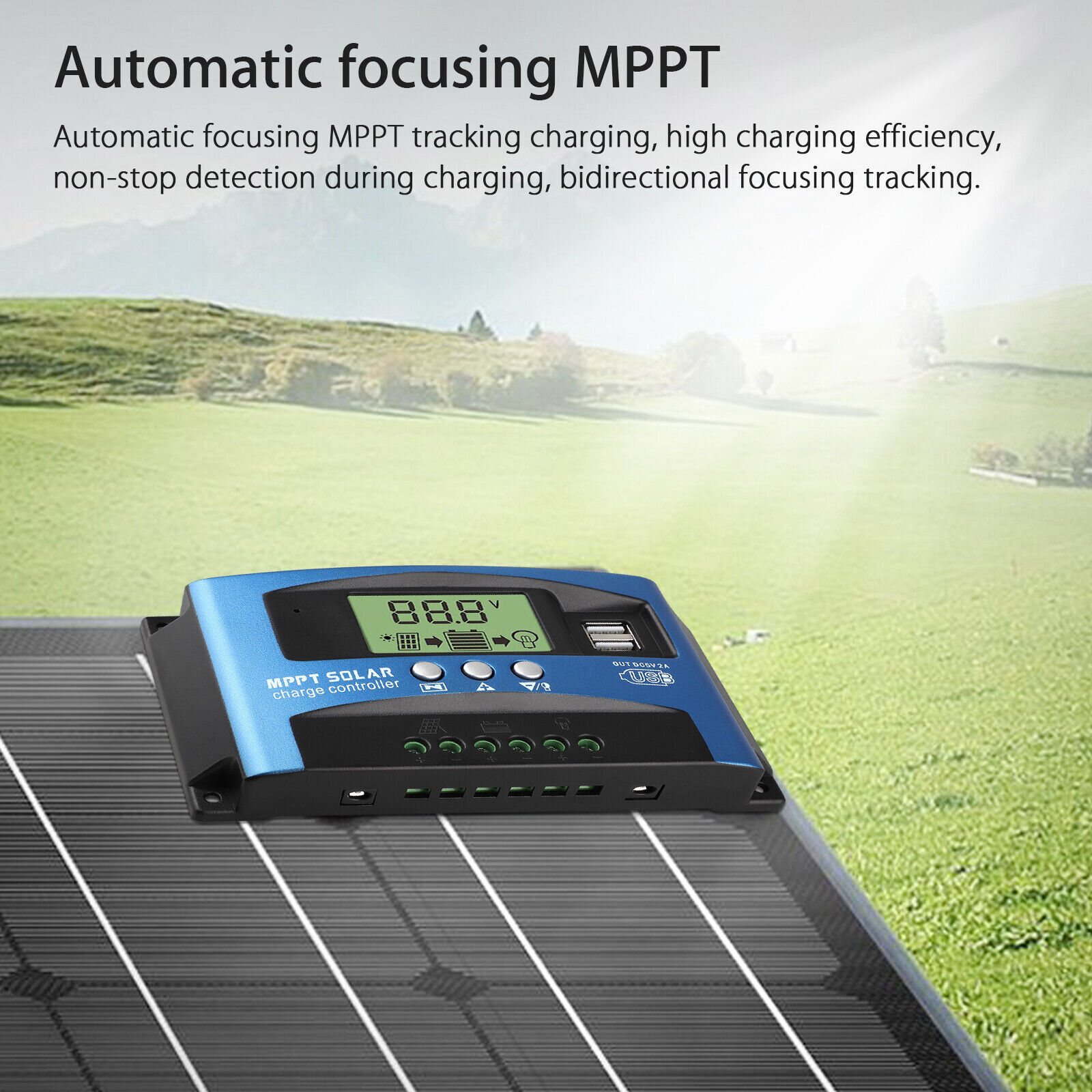 30-100A MPPT Solar Panel Regulator Charge Controller 12V/24V Auto Focus Tracking