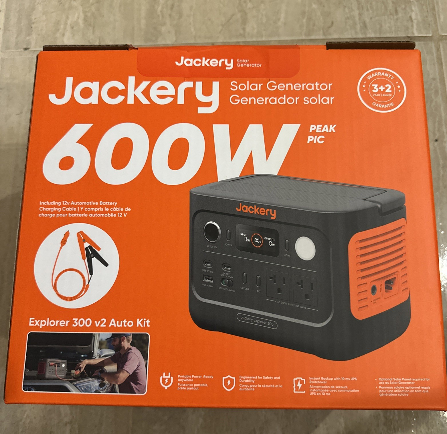 Jackery Explorer 300 v2 Auto Kit Portable Solar Generator 600W Peak