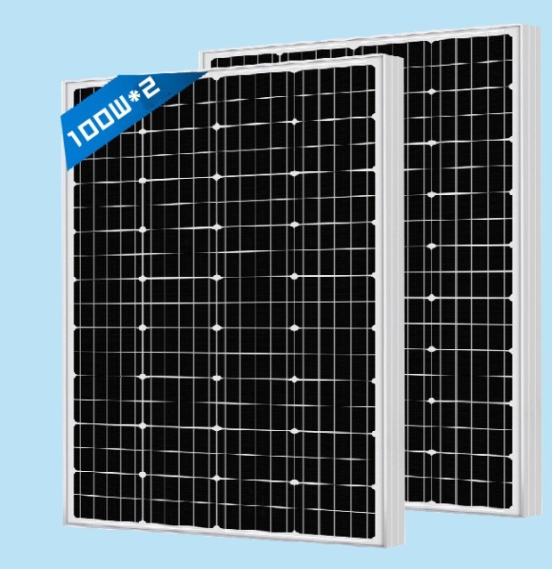 2x100W 200W Watt Monocrystalline Solar Panel Off Grid Kit RV Boat 82.5×64.5x6cm