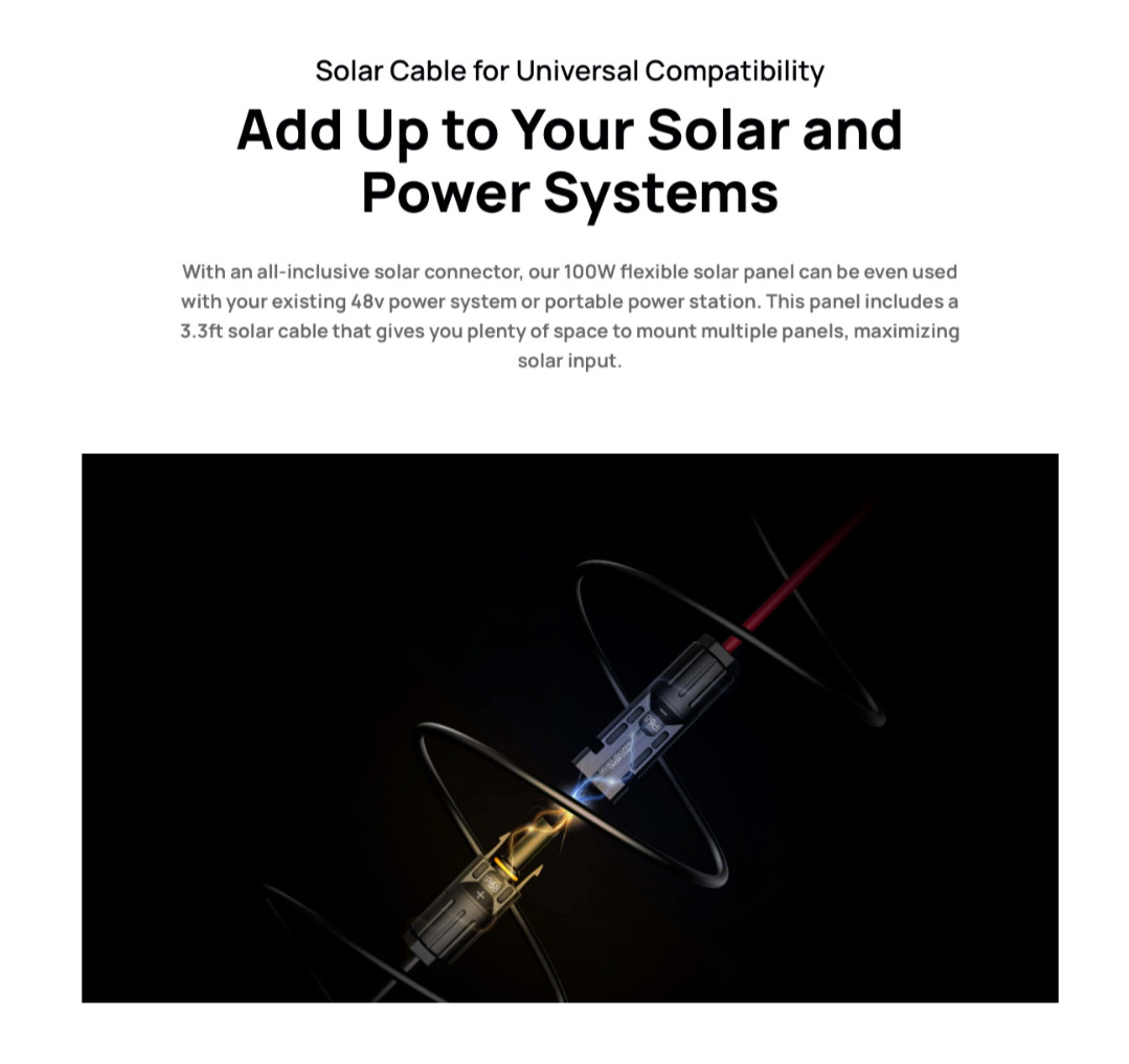 EF ECOFLOW 100W Flexible Solar Panel with High Efficiency Solar Modules, IP68