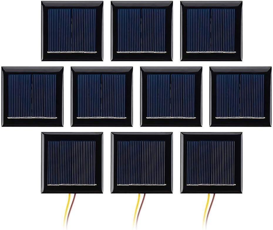 AOSHIKE 10Pcs 2V 130mA Micro Solar Panels Photovoltaic Solar Cells with Wires…