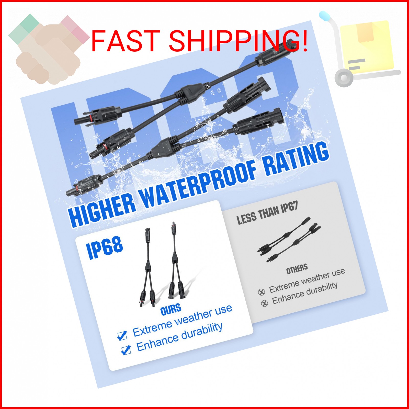 ECO-WORTHY Solar Connectors Y Branch Parallel PV Adapter Cable Wire Plug Tool Ki