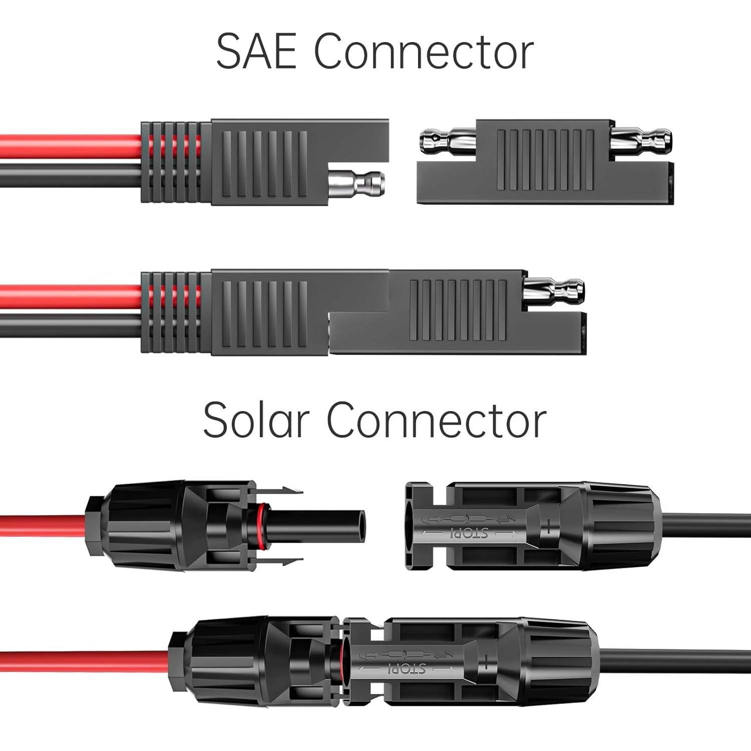 Solar Panel SAE Adapter Cable 10AWG PV Wire with Polarity Reverse Plug
