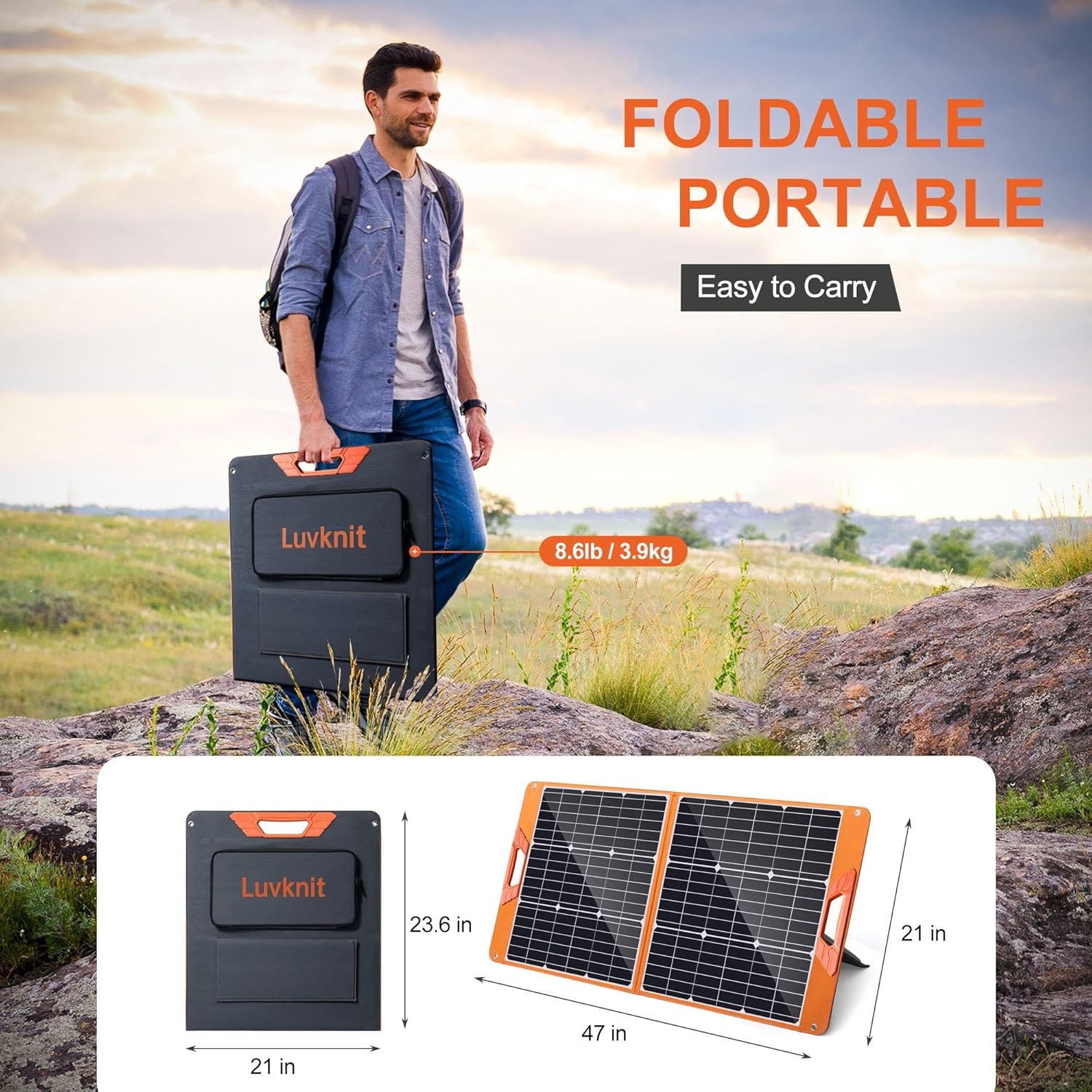 Solar Panels 100Watt Portable 24 High Efficiency Foldable
