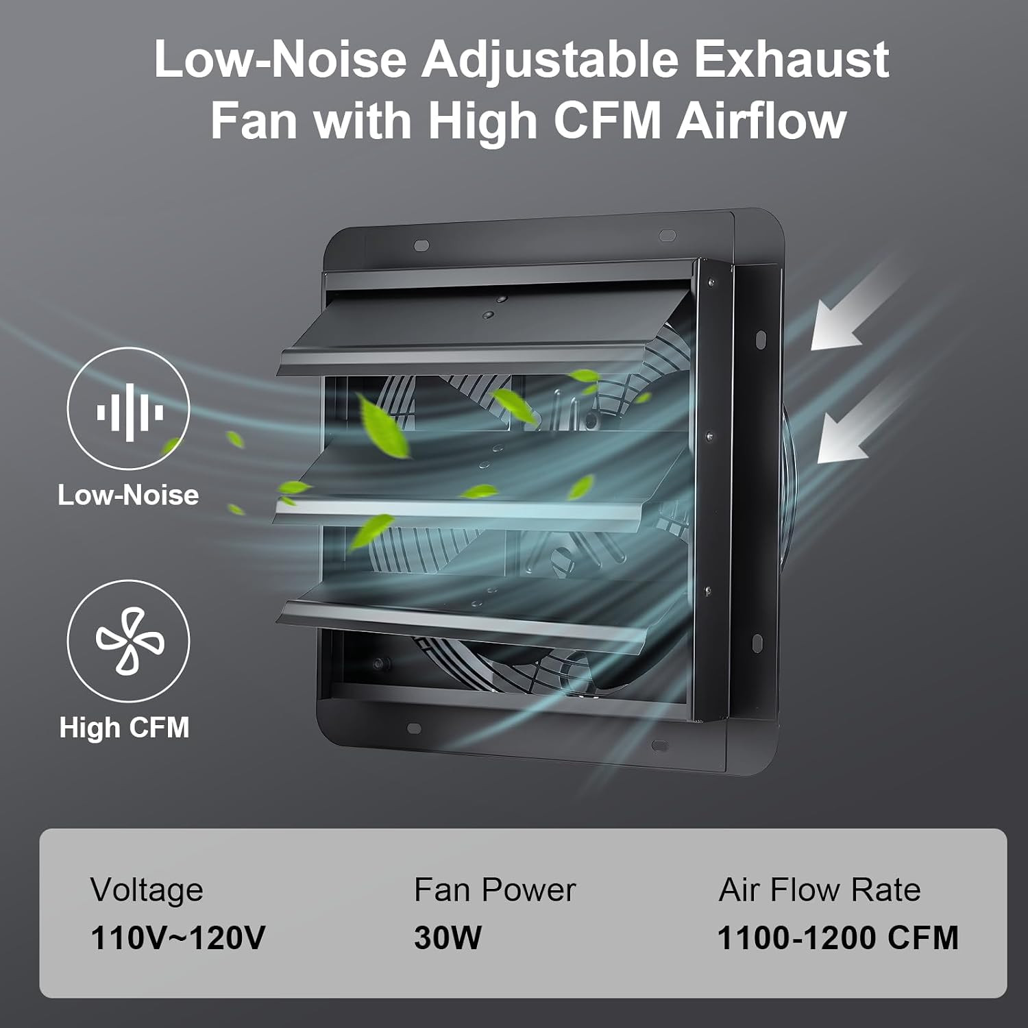 30W Solar Powered Exhaust Fan with Adapter for Shed, Coop, Greenhouse, Attic