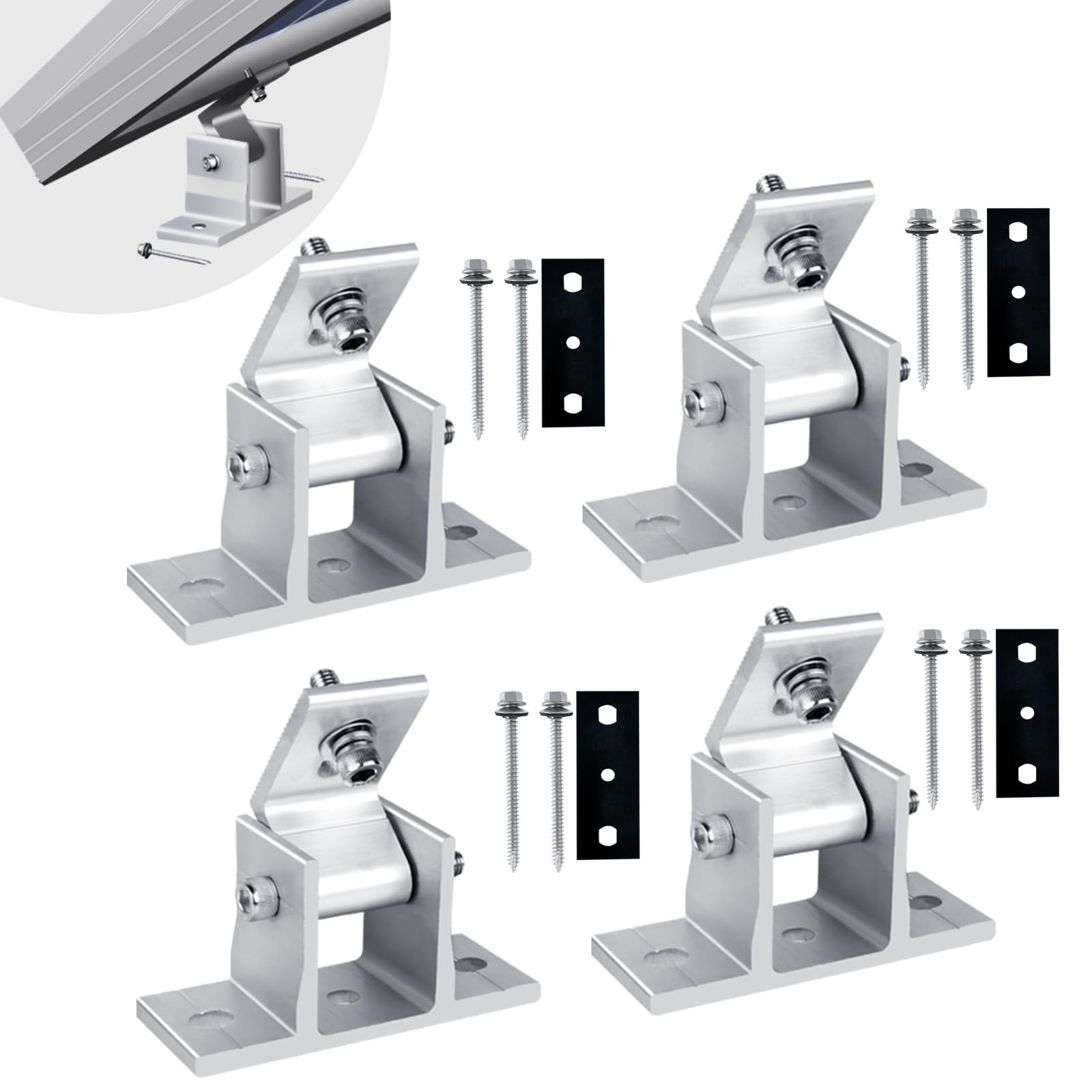 4PCS Solar Panel Mounts – Adjustable Brackets for RV & Flat Roofs, Tilt Angle…
