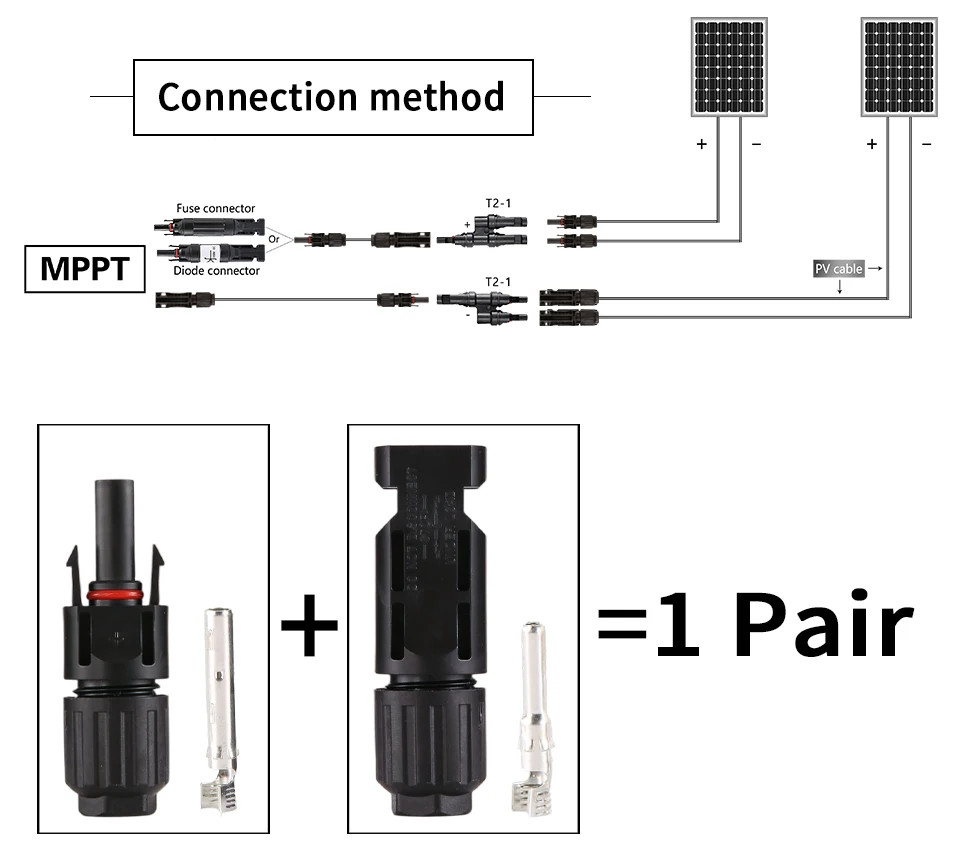 100Pairs PV Connectors 1000V 30A IP67 Waterproof Panel Cable MC4 Type For Solar