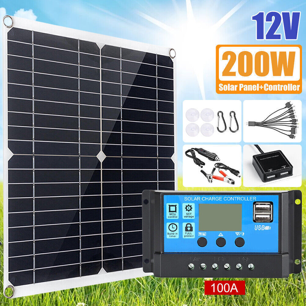 6000W Complete Solar Panel Kit Solar Power Generator 100A Home 110V/220V System