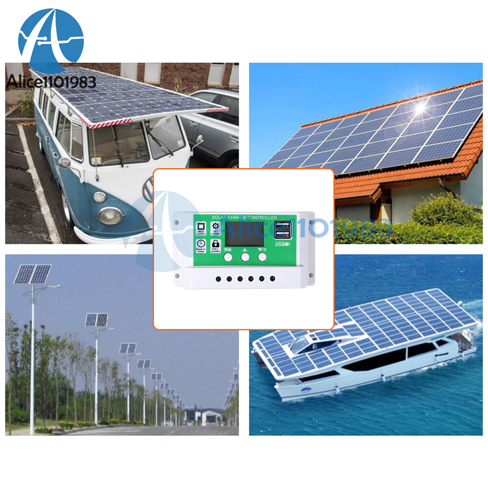 12V 24V 10A/20A/30A Solar Panel Regulator Charge Controller Battery Dual USB PWM