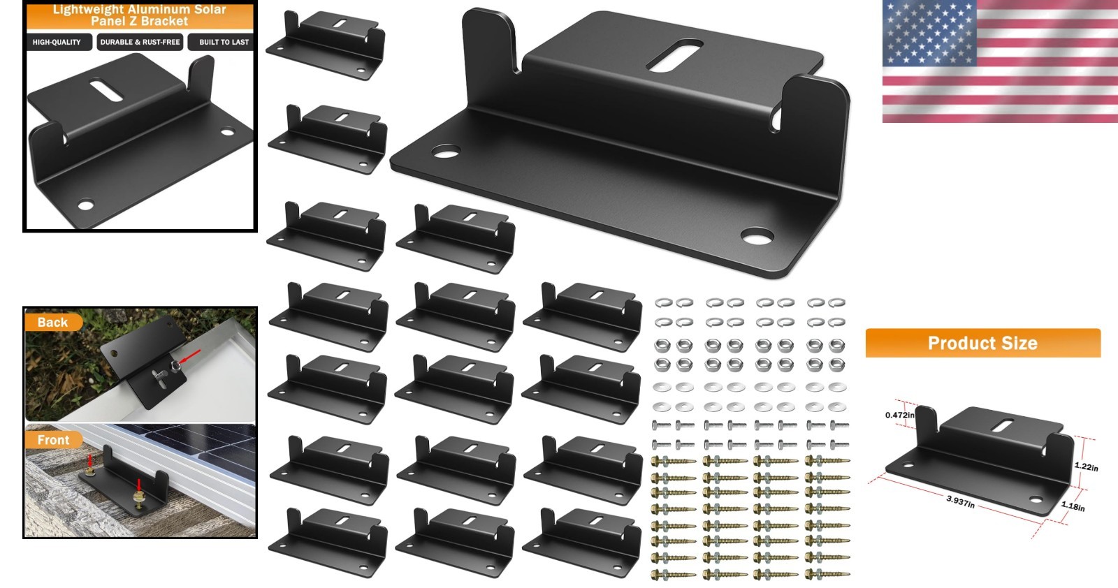 Heavy-Duty 16 PCS Solar Z Brackets – Lightweight Aluminum for Irregular Surfaces