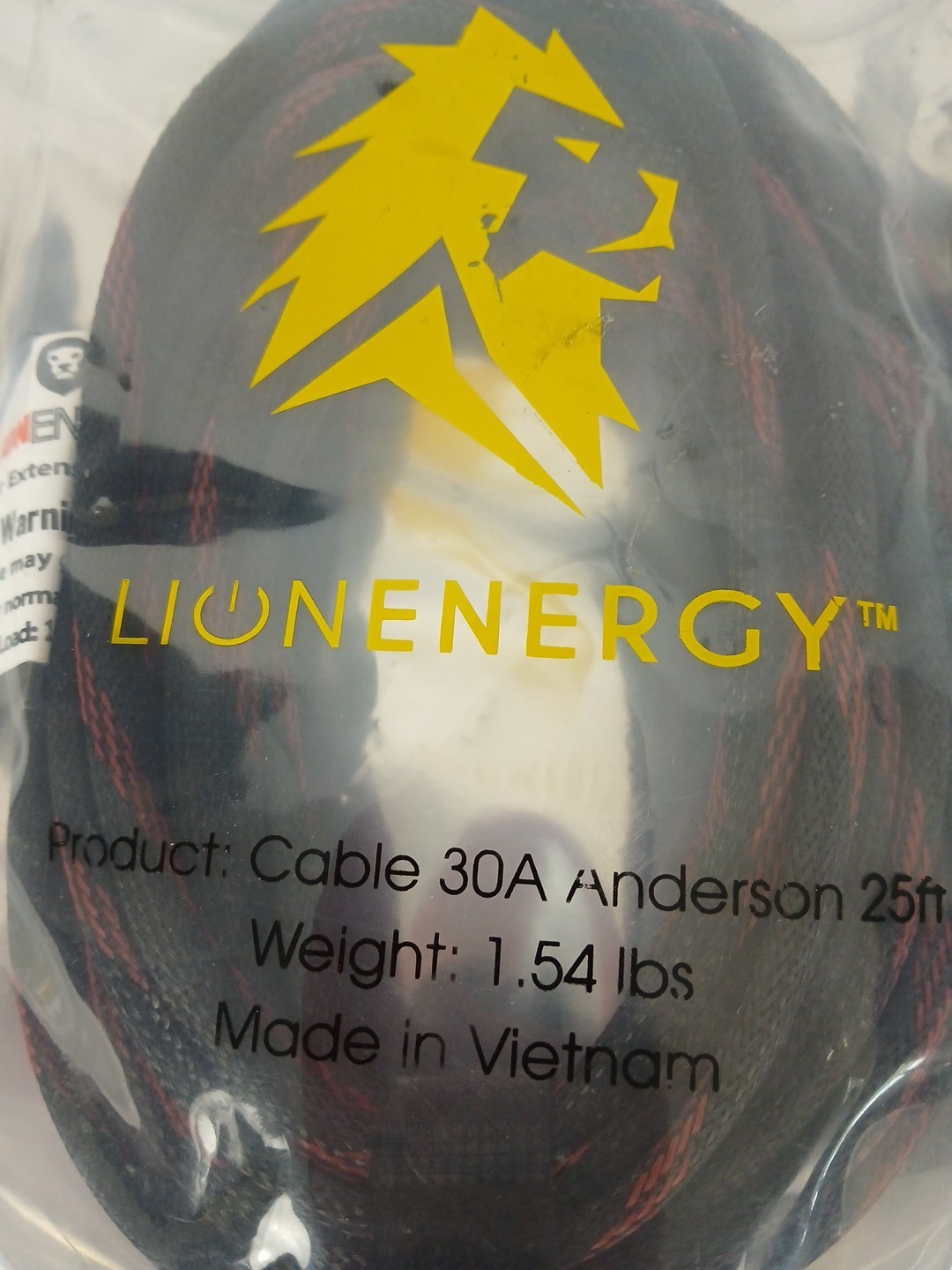 Lion Energy Cable 30A Anderson 25 Ft Extension Solar Batteries RV Off Grid