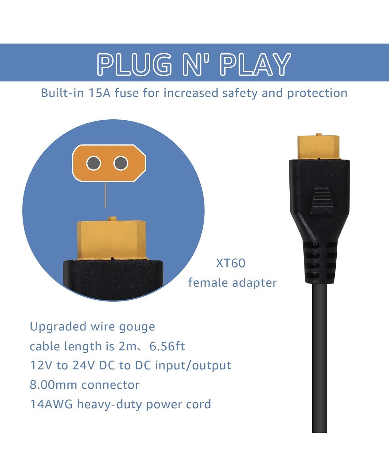 Portable12V/24V Car Charger Suitable for Ecoflow Delta/River, Bluetti EB55, Anke