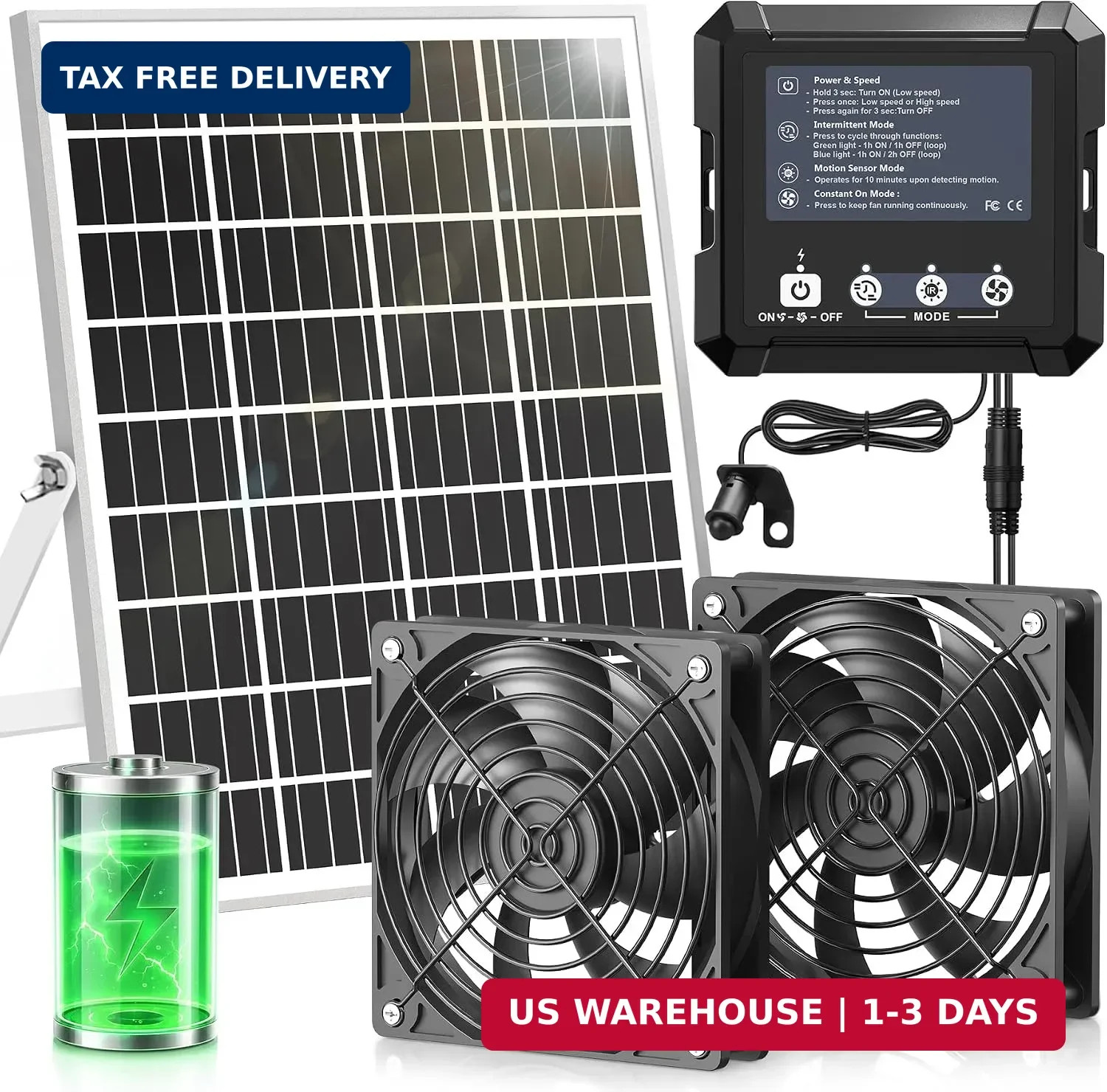 INNOLAND Solar Fan for Chicken Coop & Greenhouse, 25W Solar Powered Exhaust Fan