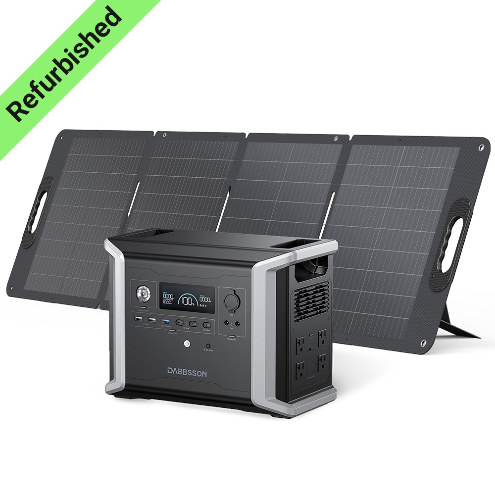 Dabbsson 1200W 1330Wh Portable Power Station Camping w/ Folding Solar Panel 210W