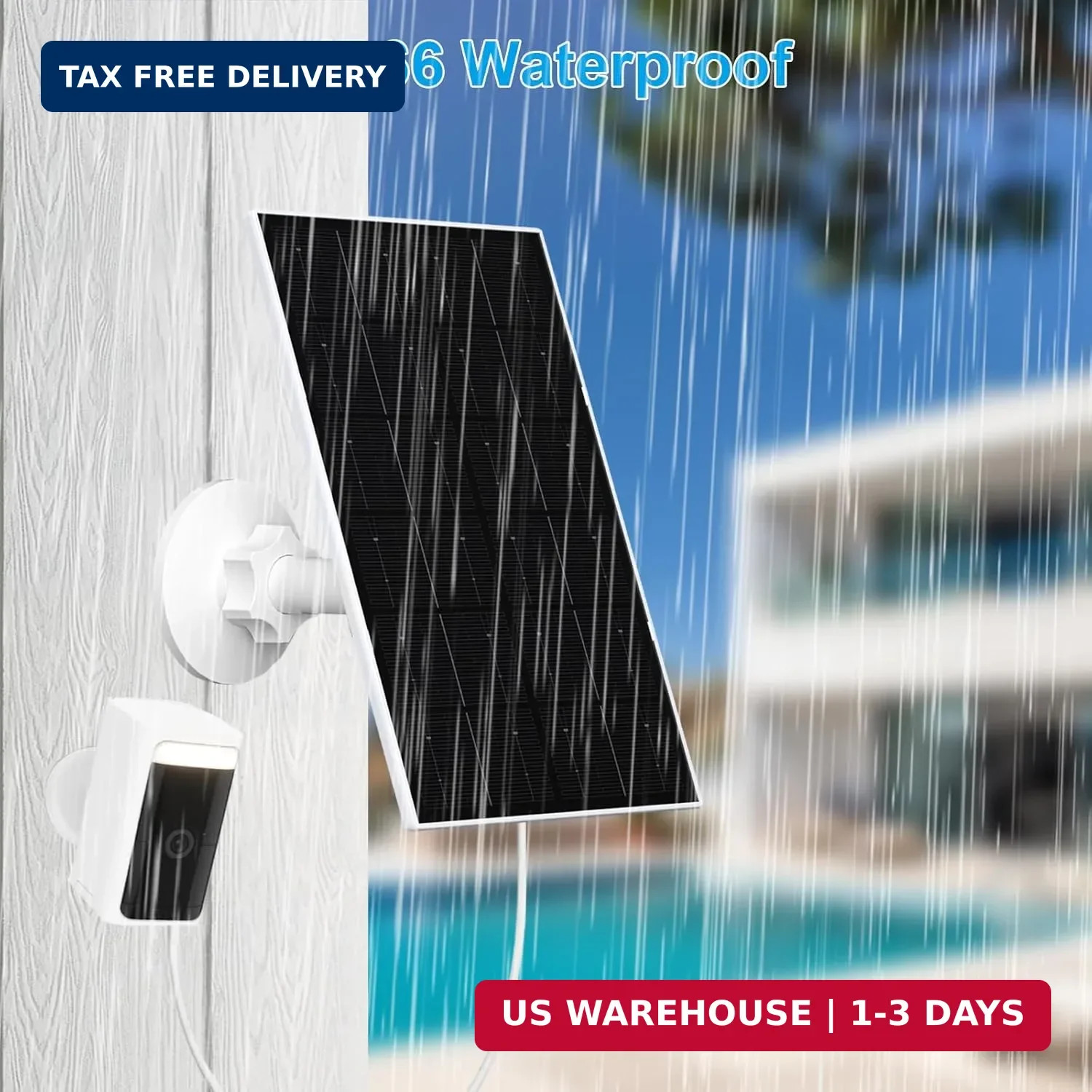 4W Solar Panel for WYZE Camera, USB-C & Micro USB Adapter, 9.8Ft Cable, IP66 Wat