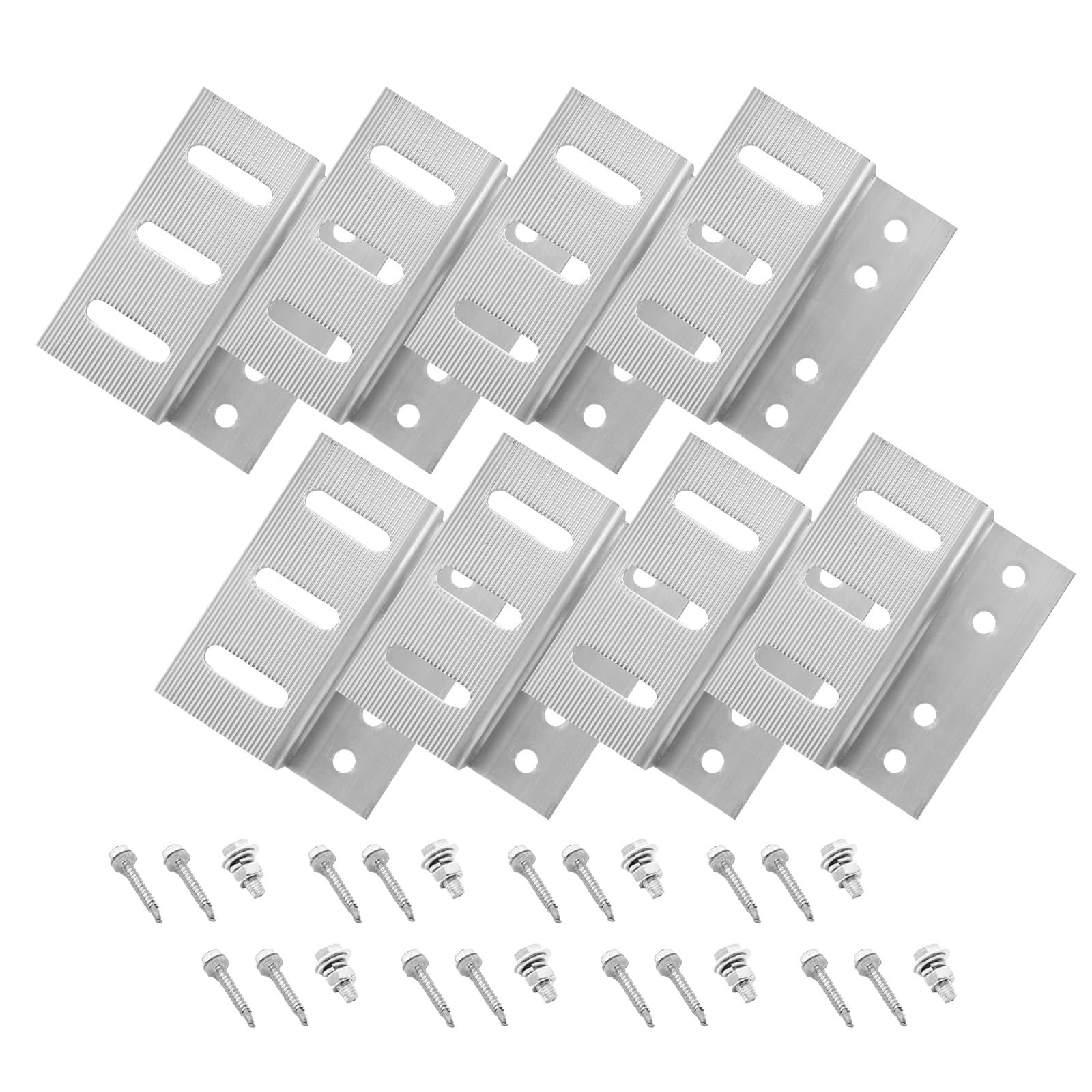 Solar Panel Mounting Z Brackets with Nuts & Bolts – 2 Sets of 4 Units, Silver