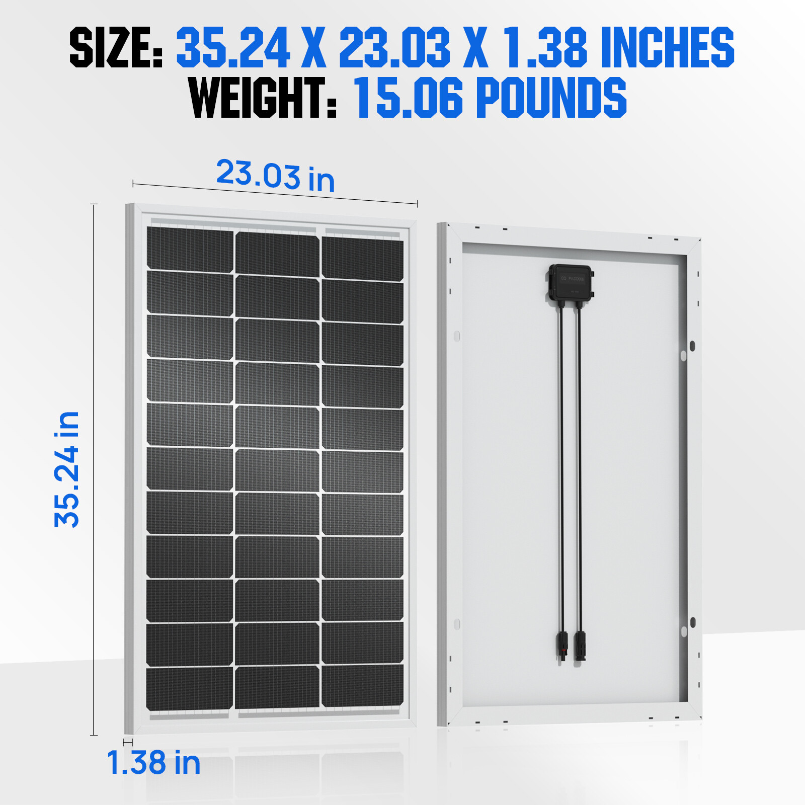 ECO-WORTHY 100W Watt 12V Monocrystalline Solar Panel 12BB Cell For Home RV